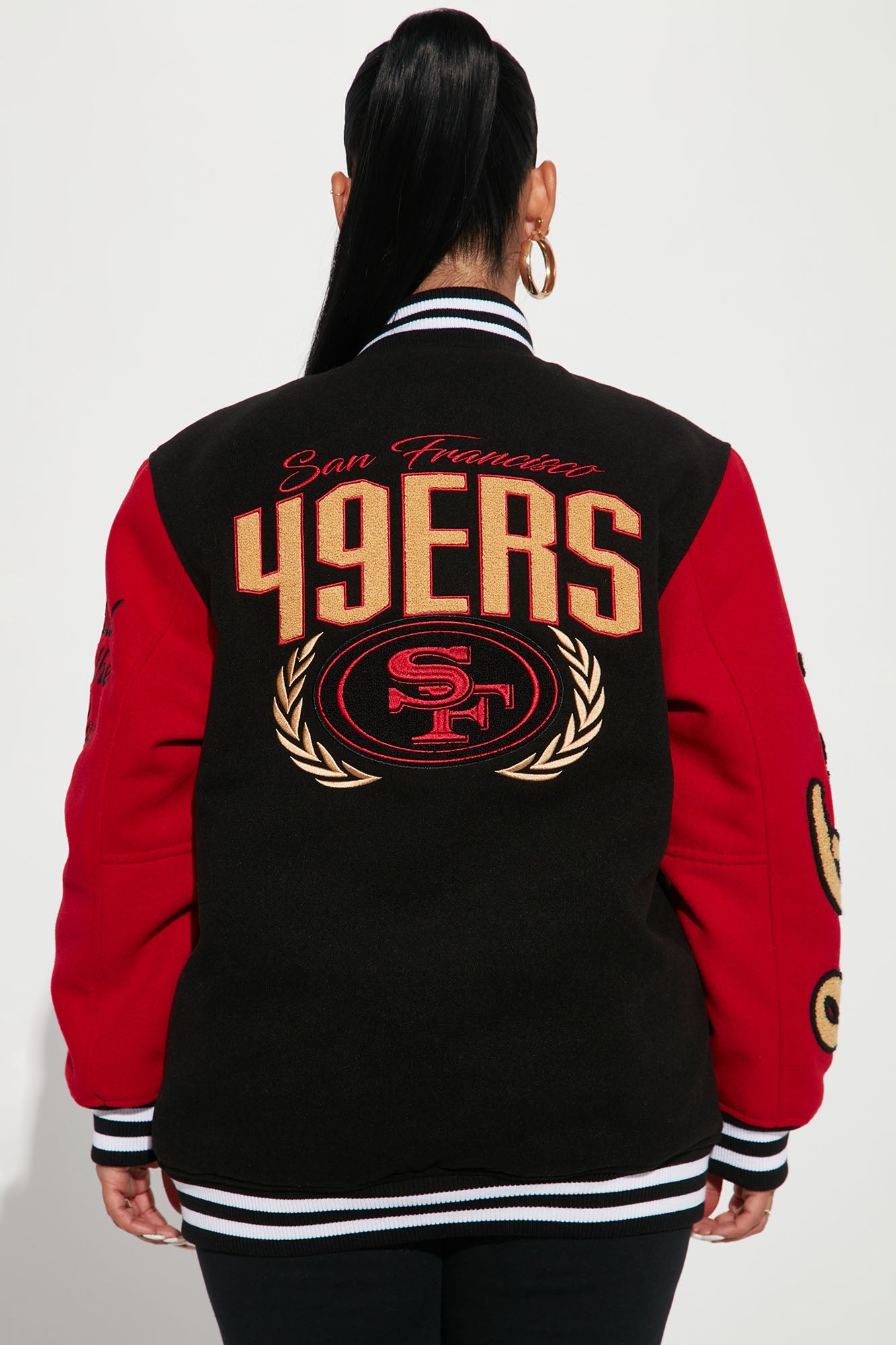 49ers Letterman Jacket - Black/Red