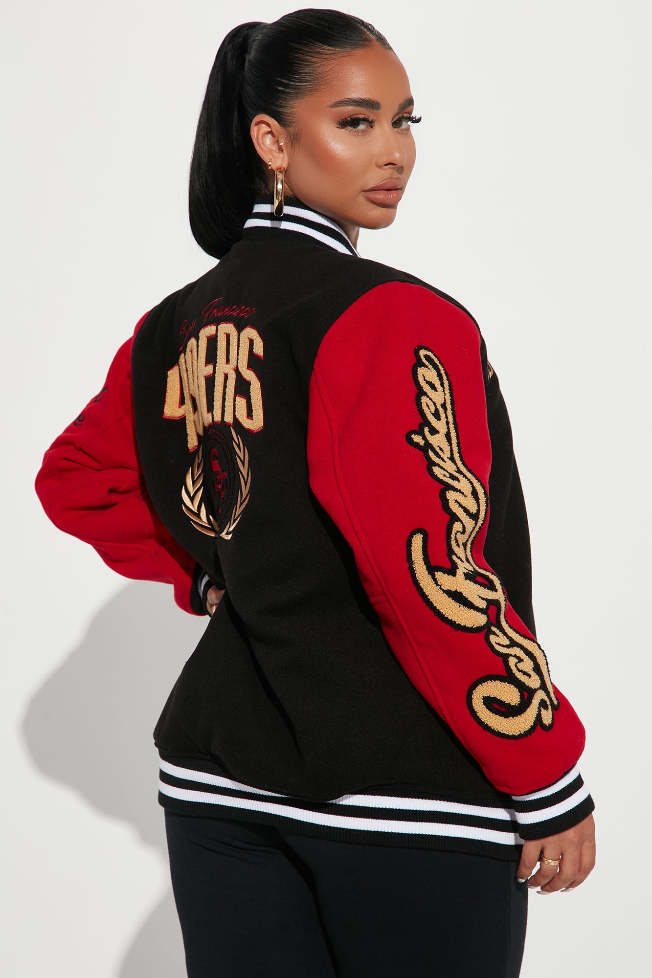 49ers Letterman Jacket - Black/Red