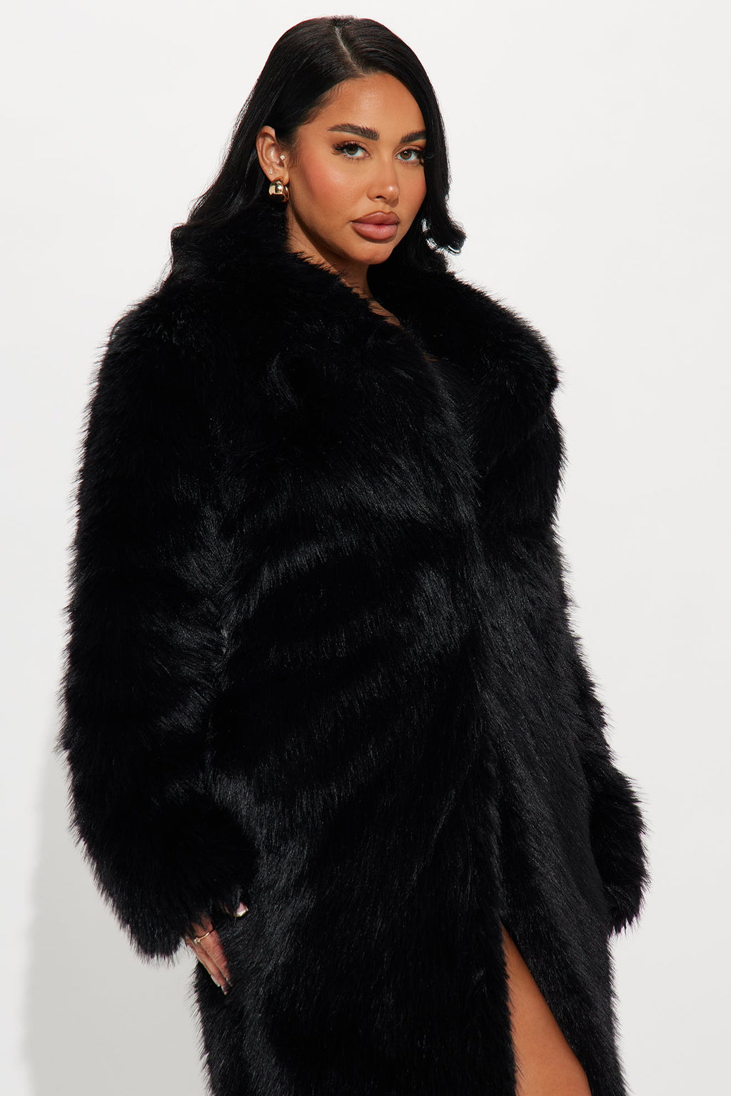 Dreamin' Big Faux Fur Coat - Black