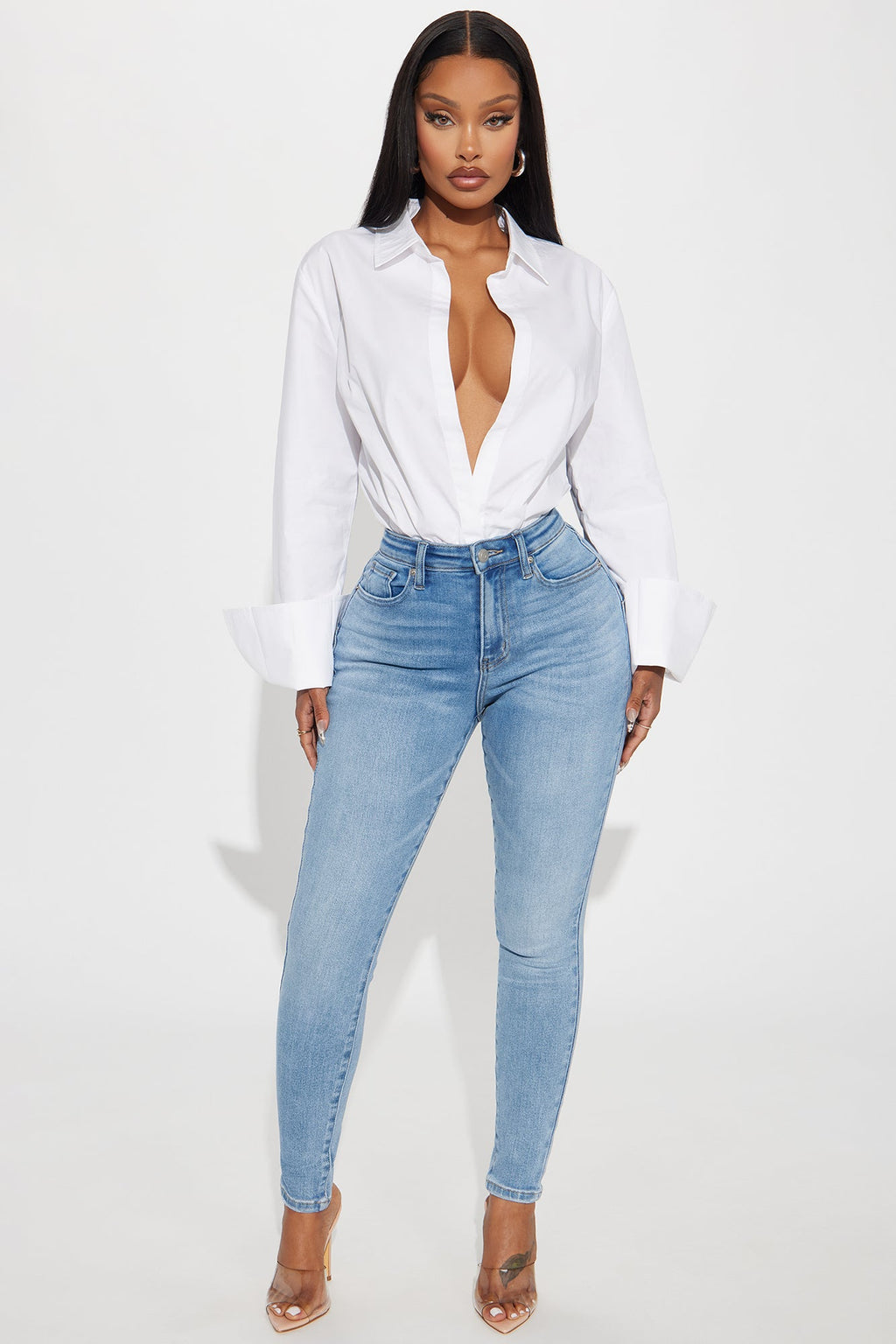 Big Boss Poplin Bodysuit - White