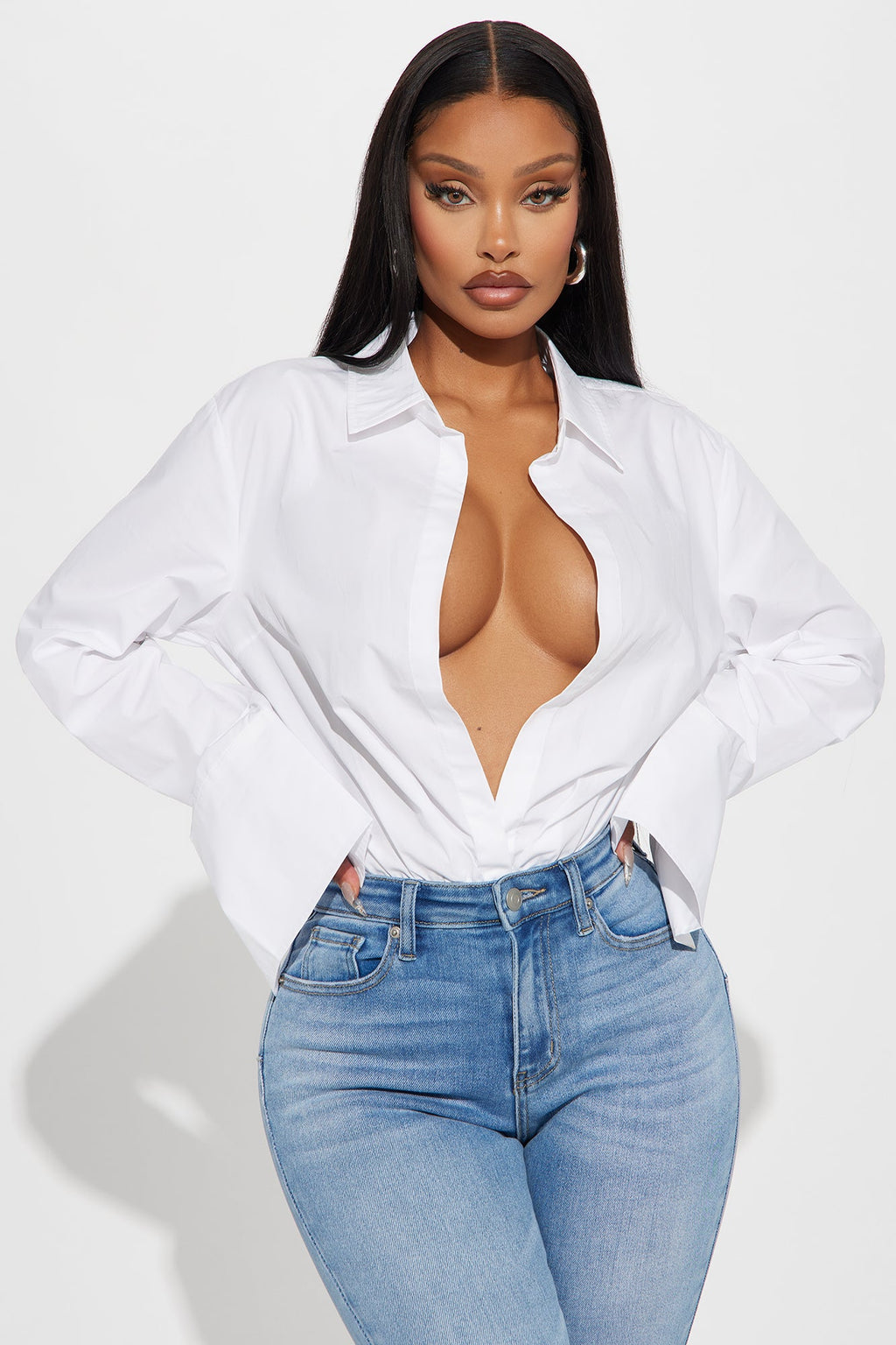 Big Boss Poplin Bodysuit - White