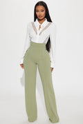 Victoria High Waisted Dress Pants - Sage