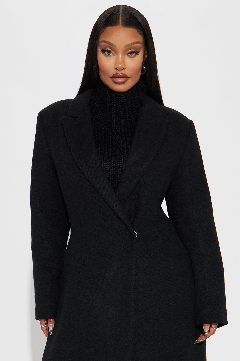 Natalie Wool Trench Coat - Black