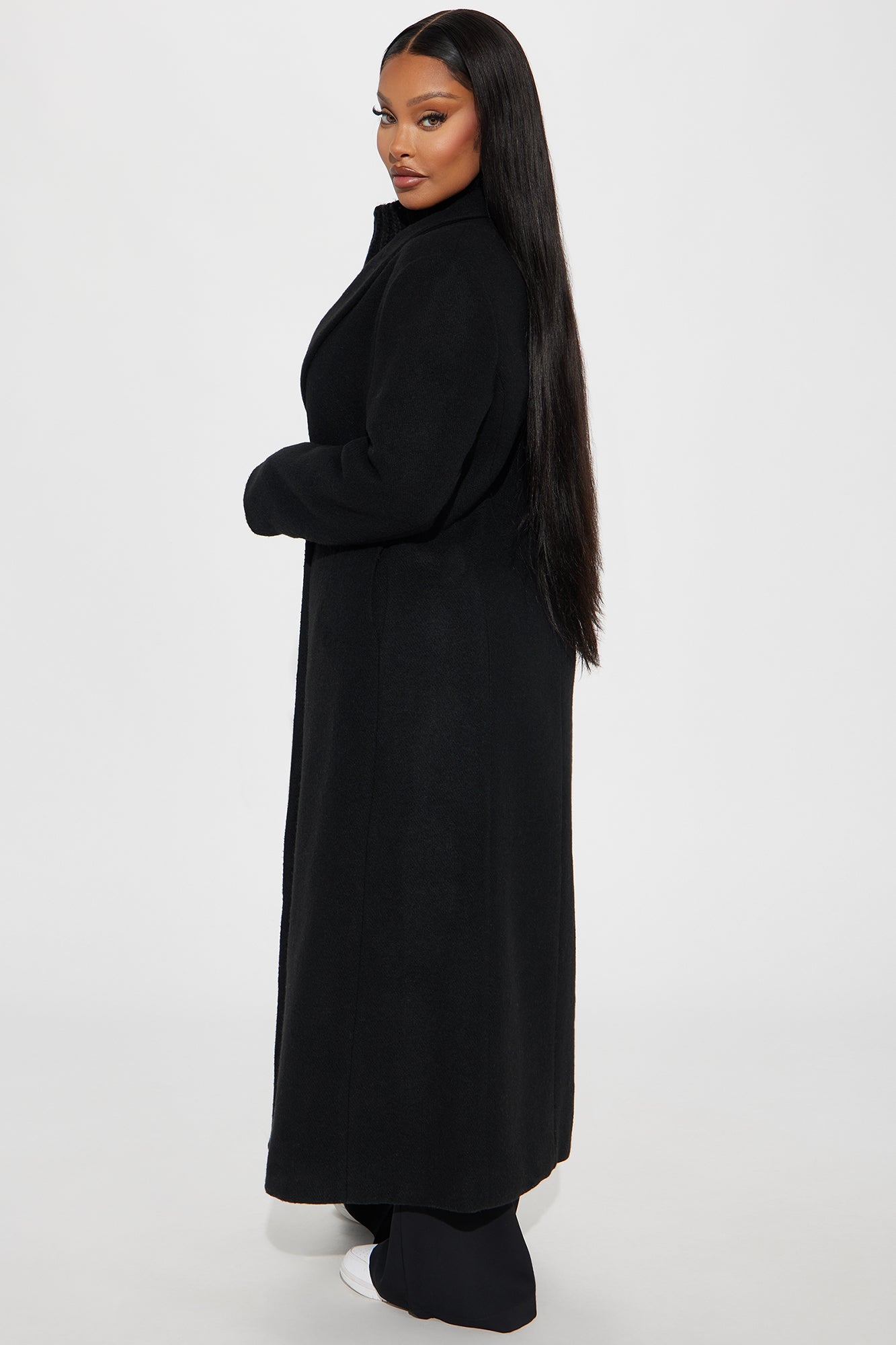 Natalie Wool Trench Coat - Black