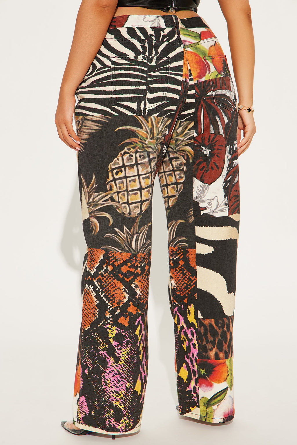 Miami Mood Printed Baggy Jeans - Brown/combo