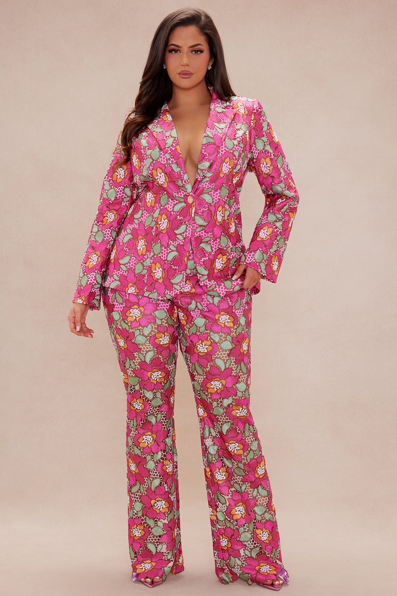 Maura Embroidered Blazer - Pink/combo