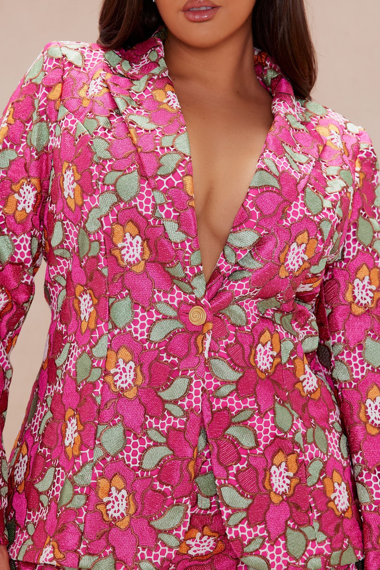 Maura Embroidered Blazer - Pink/combo