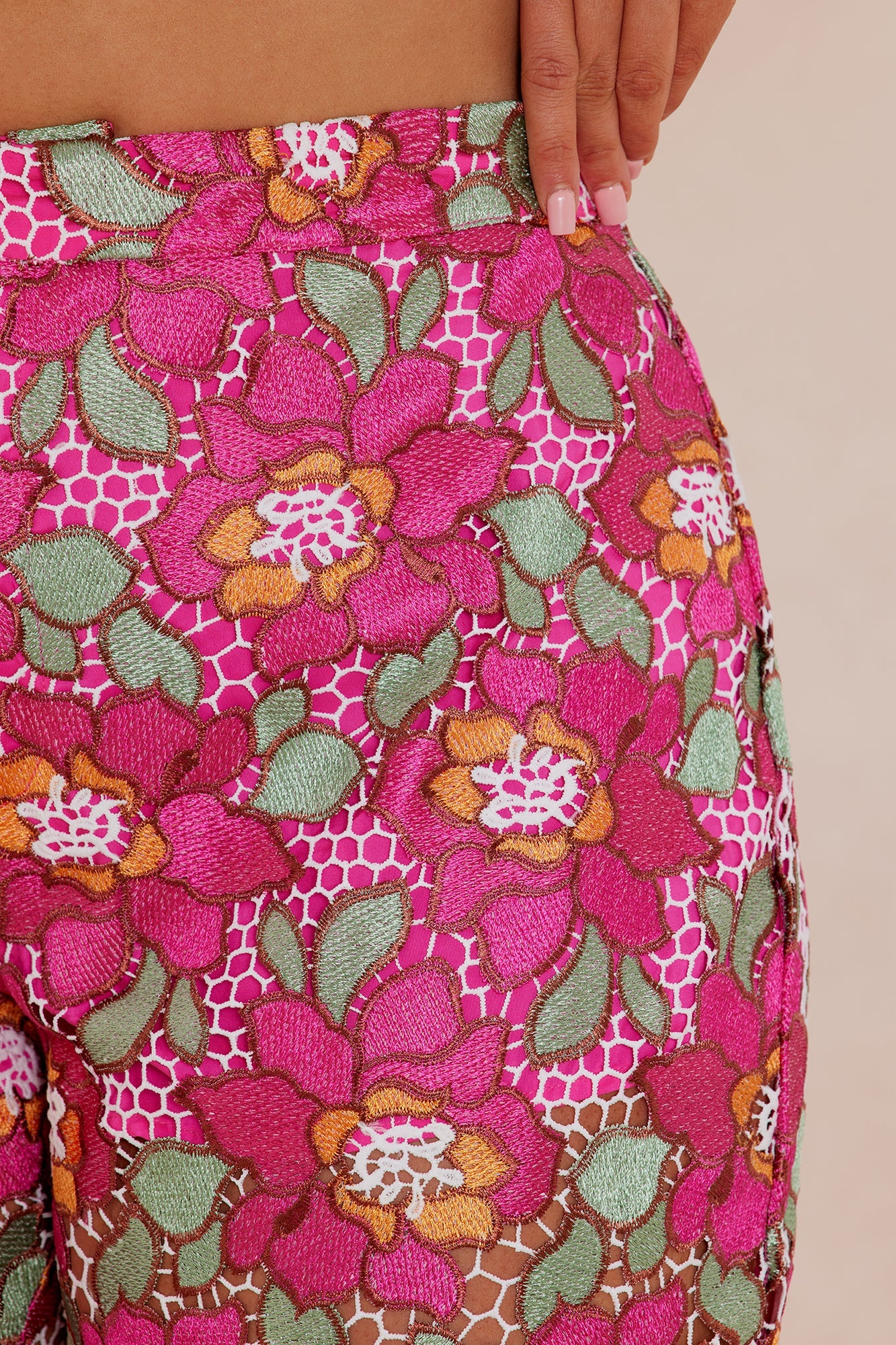 Maura Embroidered Pant - Pink/combo