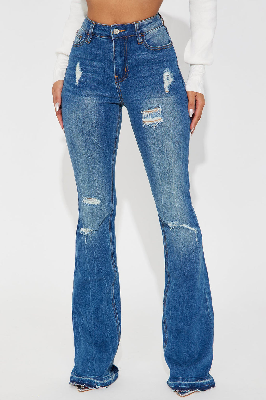 Tall Road Tripper Ripped Stretch Flare Jeans - Dark Wash
