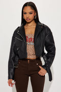 Roxie Faux Leather Jacket - Black