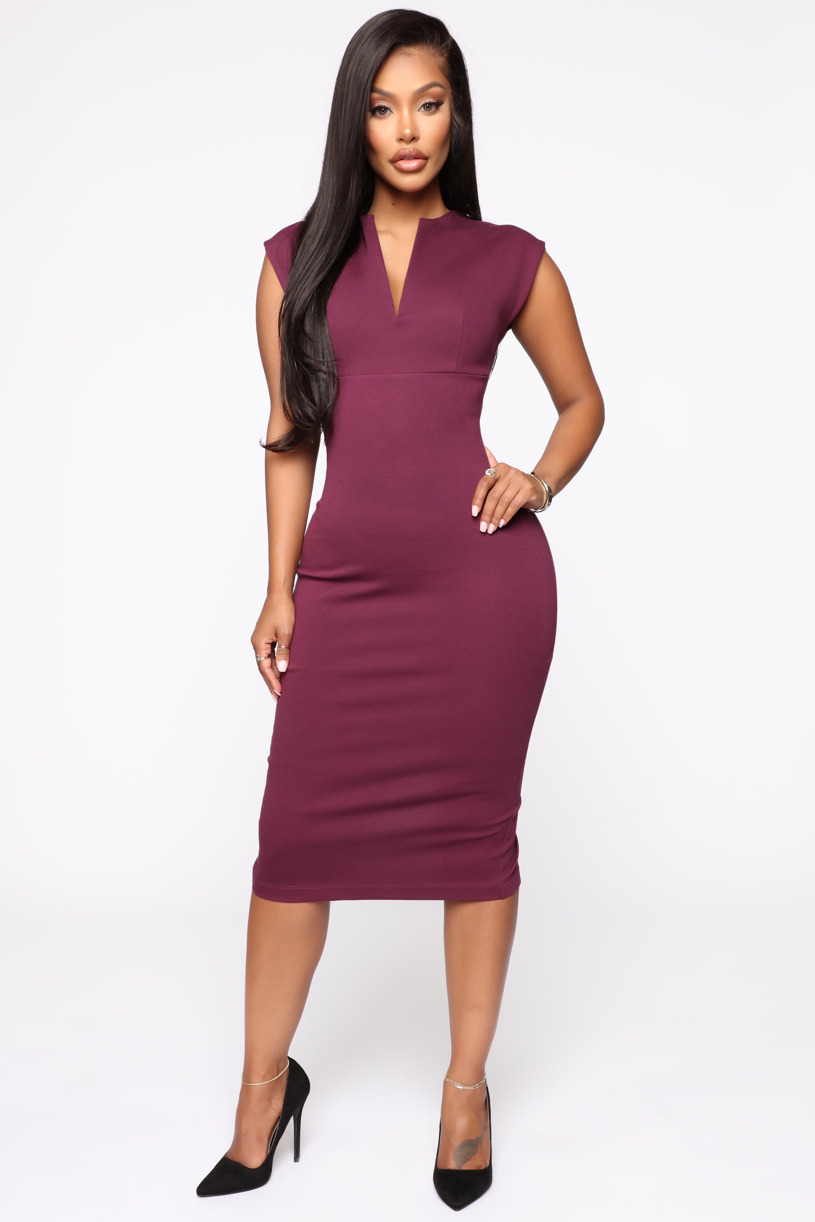 CEO Moves Body Sculpting Midi Dress - Eggplant
