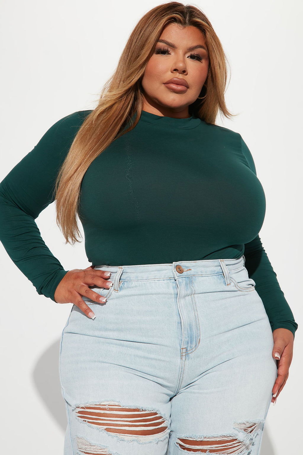 Melanie Mock Neck Bodysuit - Hunter