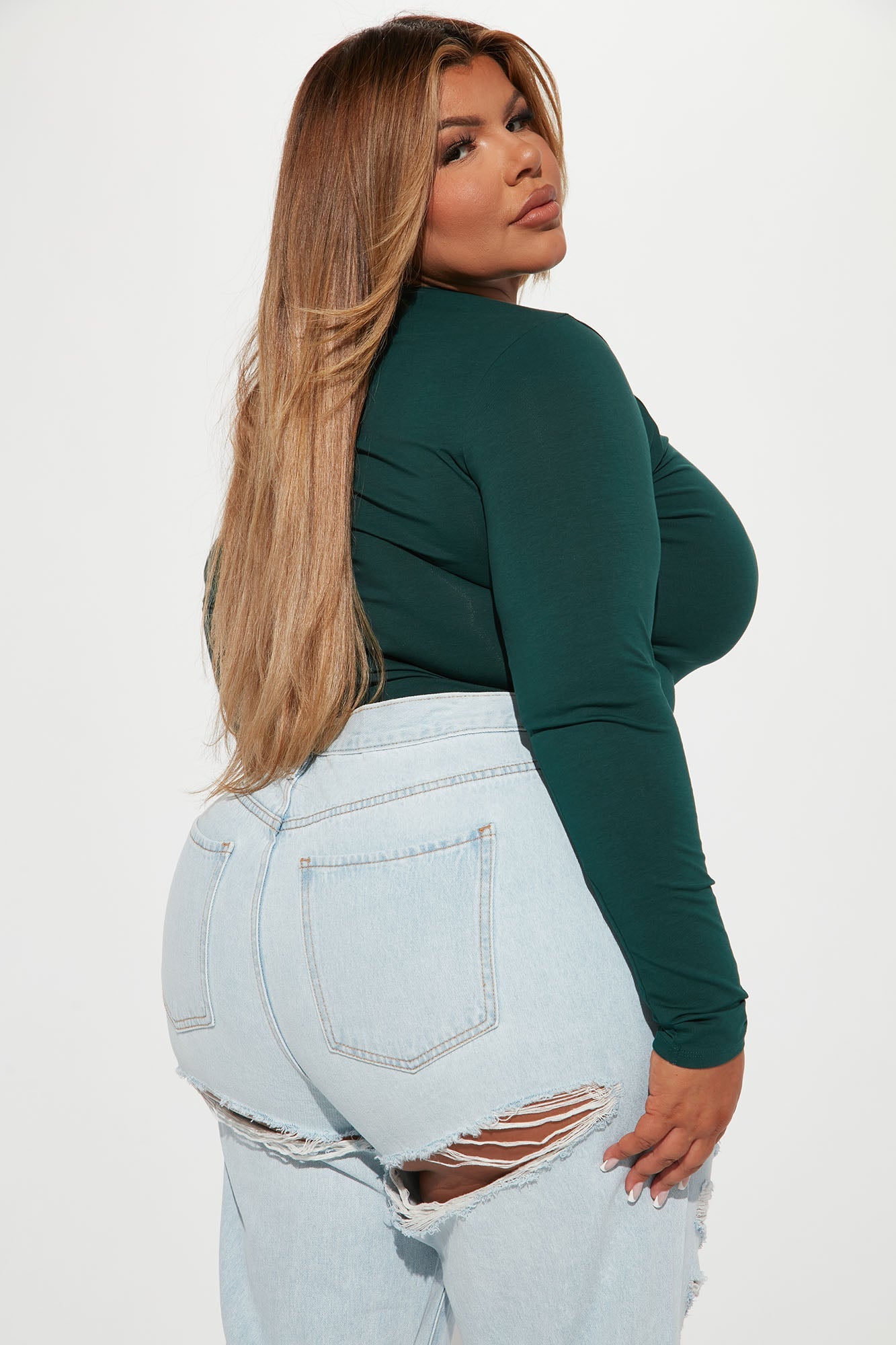 Melanie Mock Neck Bodysuit - Hunter