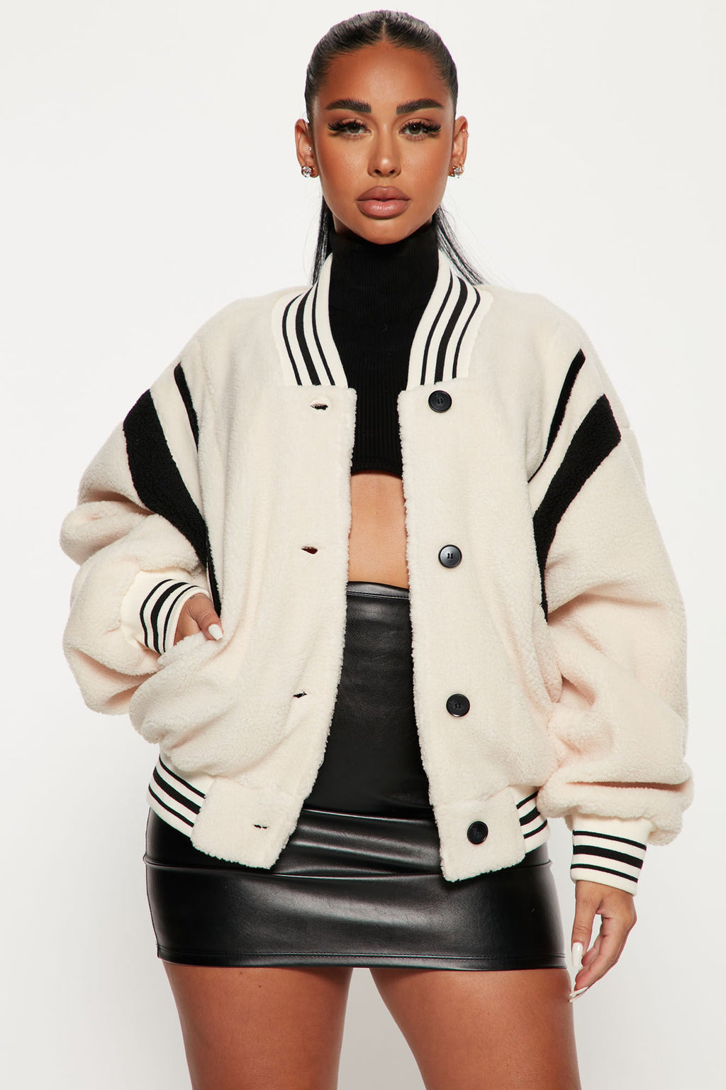 Lynette Varsity Jacket - Ivory/combo