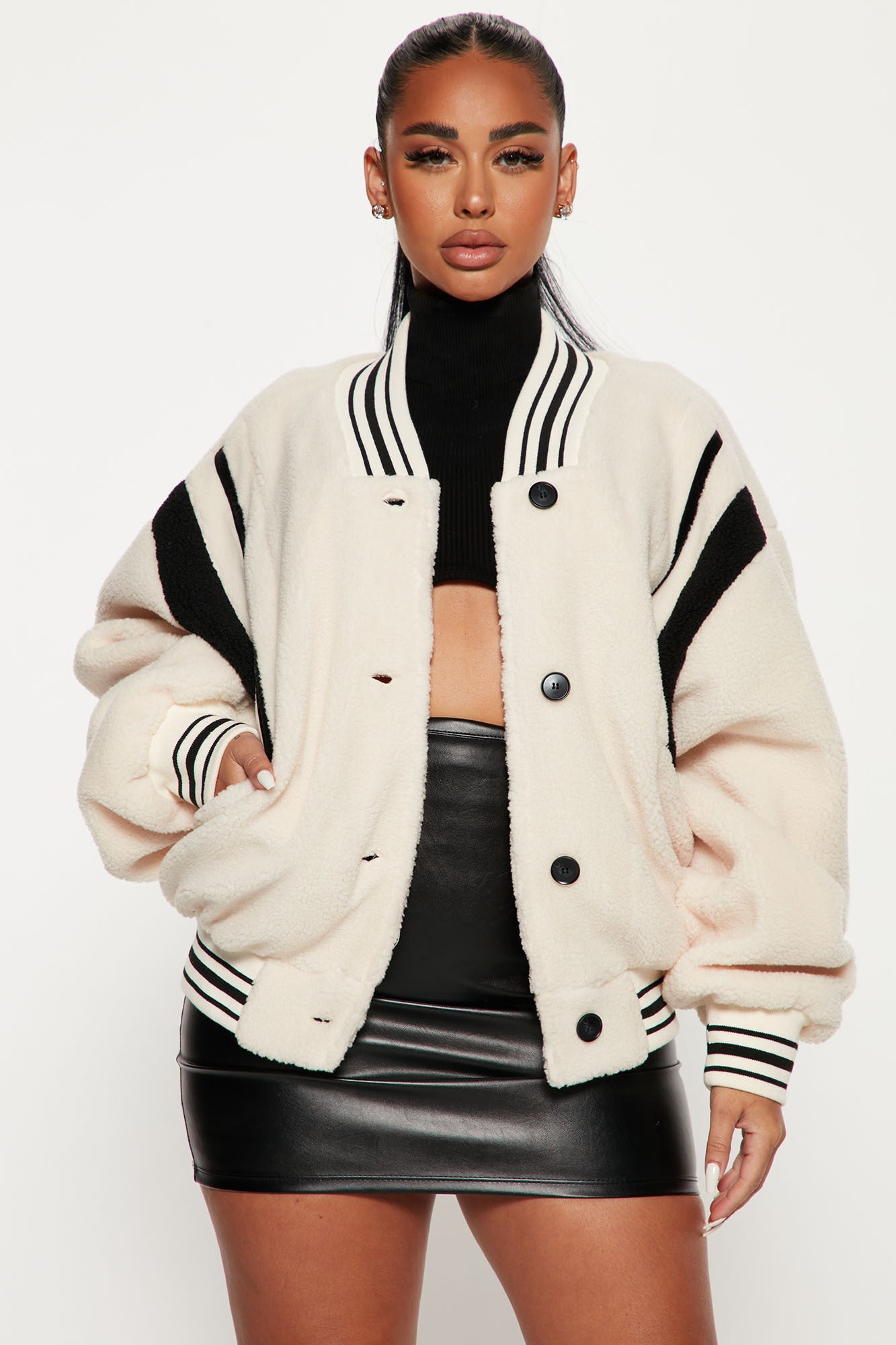 Lynette Varsity Jacket - Ivory/combo