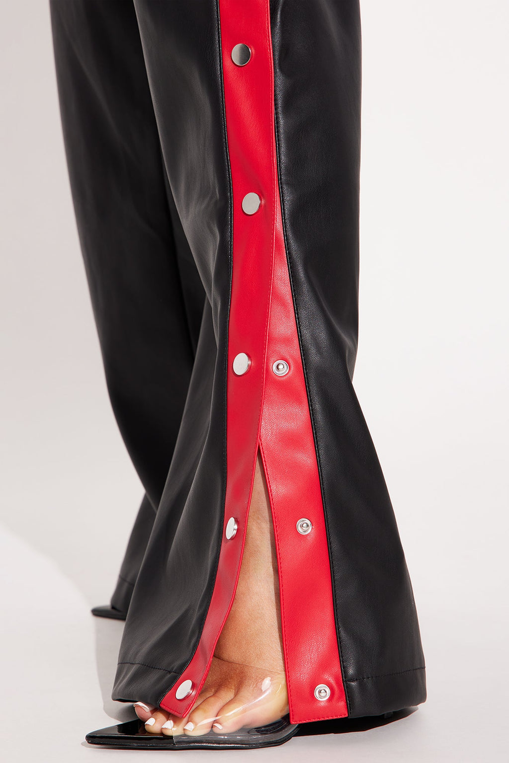 Street Feels Faux Leather Track Pant - Black/Red