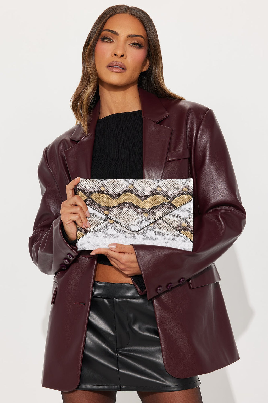 Too Posh Embossed Croc Clutch - Multi Color