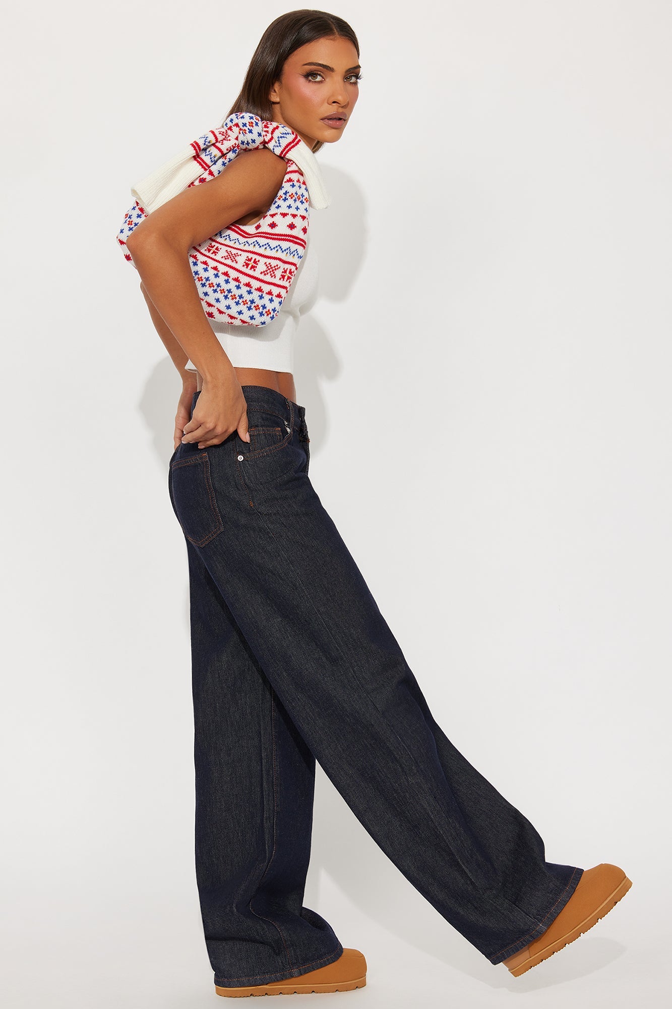 Winter Wonderland Sweater Knit Satchel Handbag - White/combo