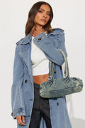 Sidewalk Strut Denim Shoulder Handbag - Denim