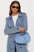 Jeans On Faux Leather Shoulder Bag - Denim