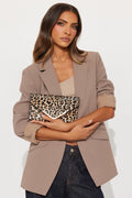 Purrfect Match Faux Leather Clutch - Brown/combo