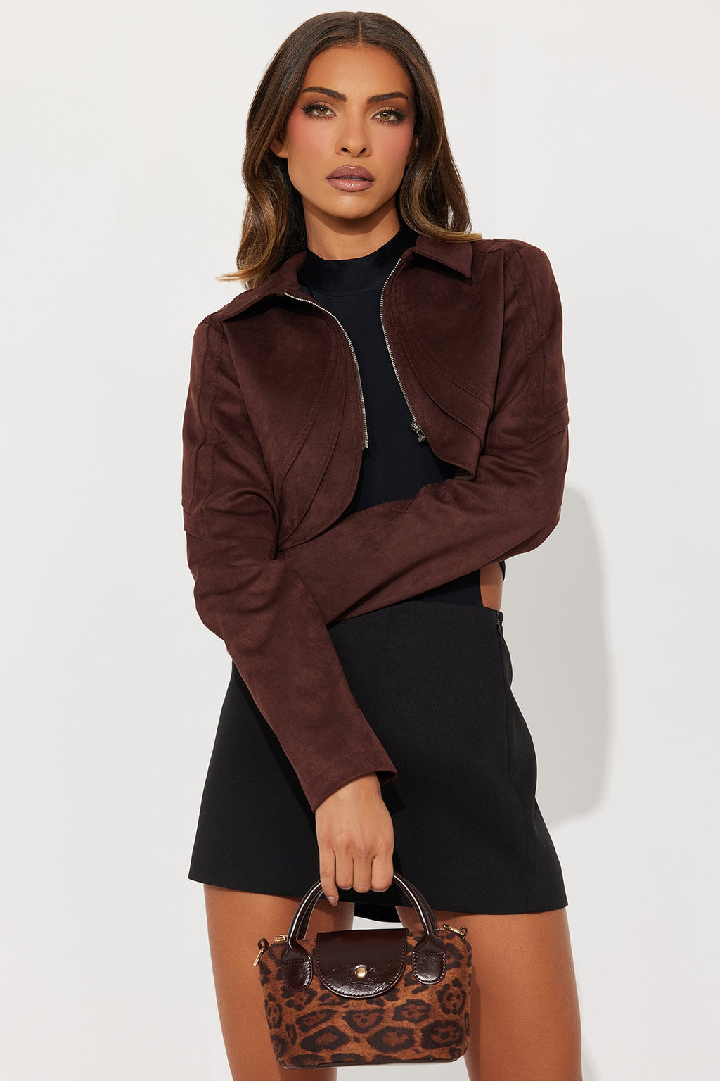 Wild Catch Faux Fur Leopard Satchel - Brown/combo