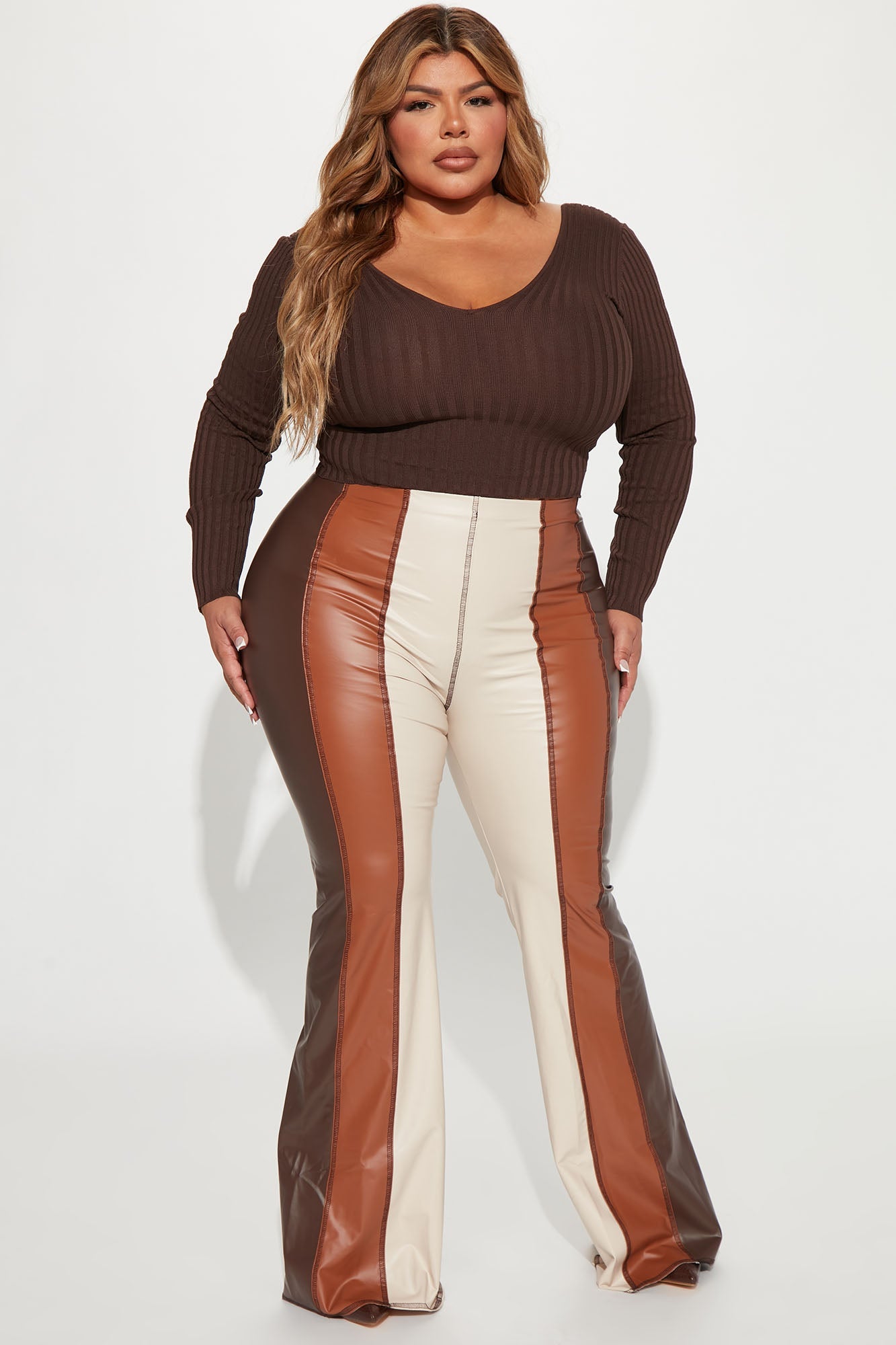 Kallan Knit Sweater Top - Brown