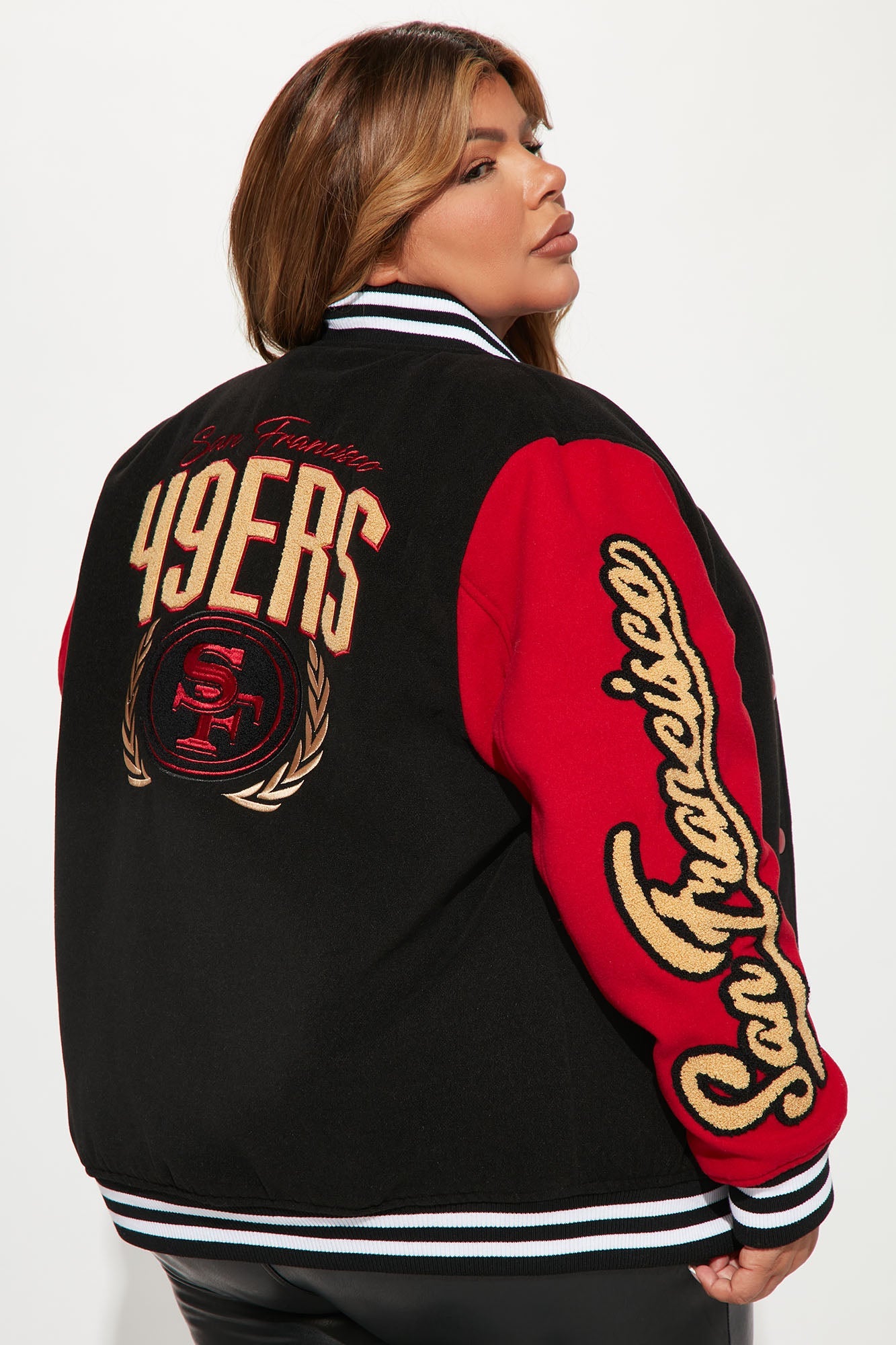 49ers Letterman Jacket - Black/Red