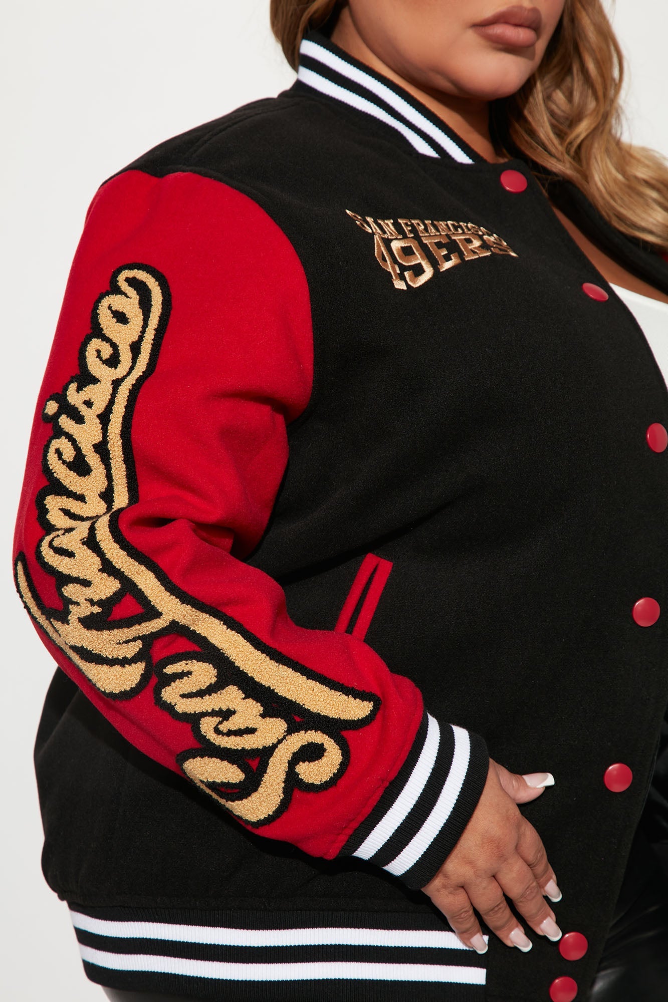 49ers Letterman Jacket - Black/Red