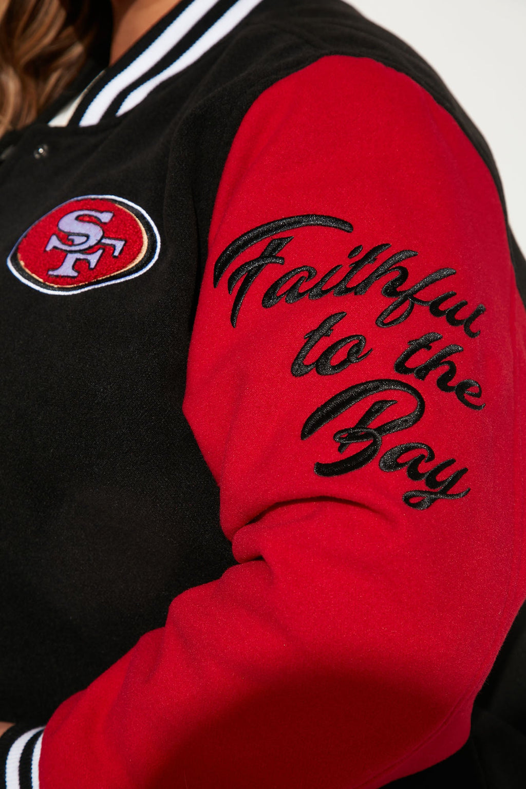 49ers Letterman Jacket - Black/Red