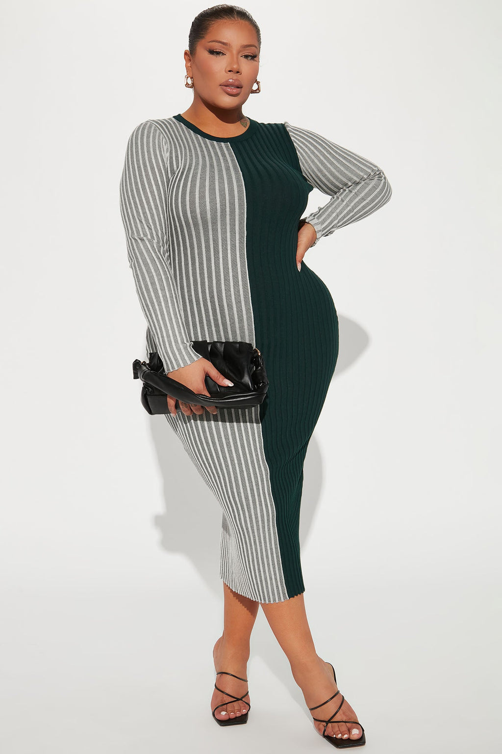 Chai Latte Sweater Midi Dress - Hunter