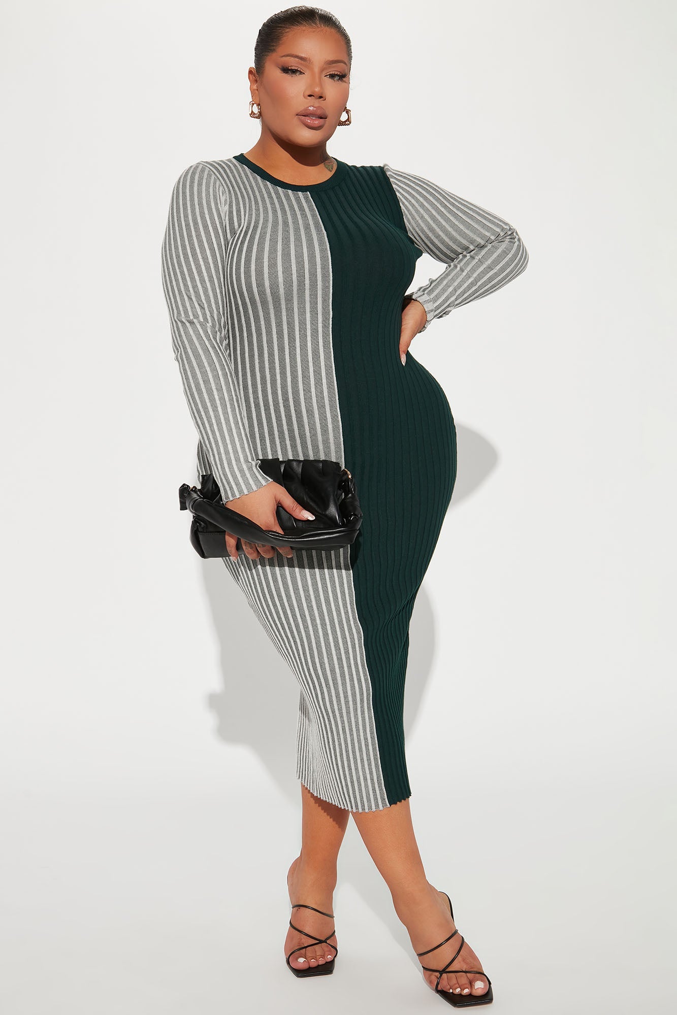 Chai Latte Sweater Midi Dress - Hunter