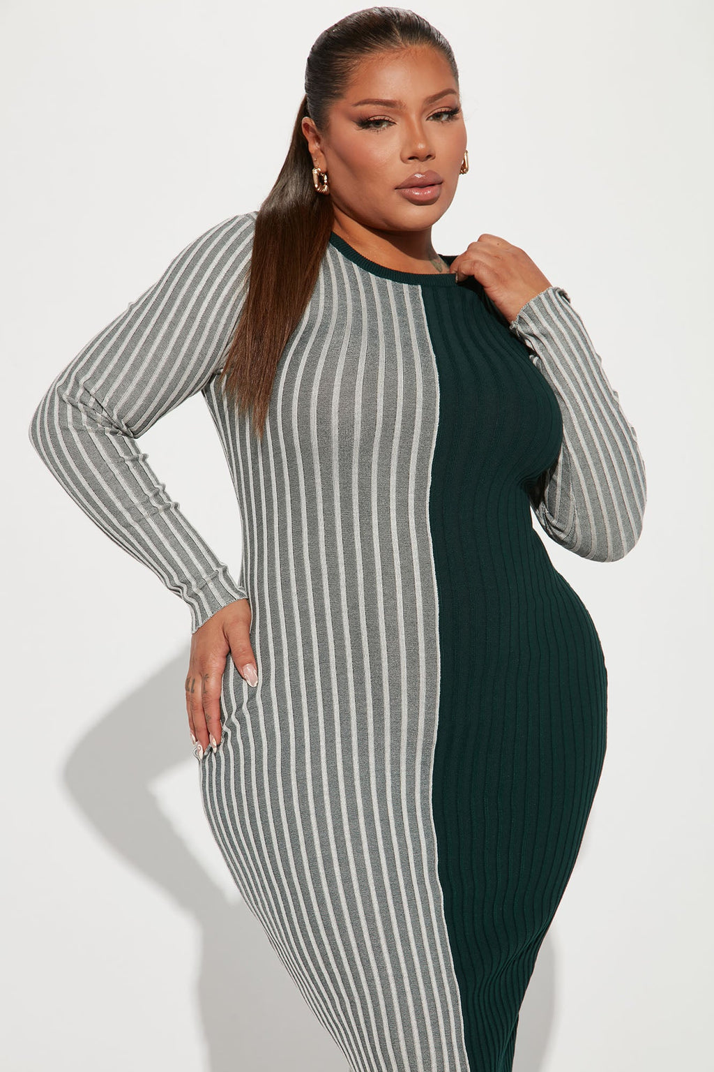 Chai Latte Sweater Midi Dress - Hunter