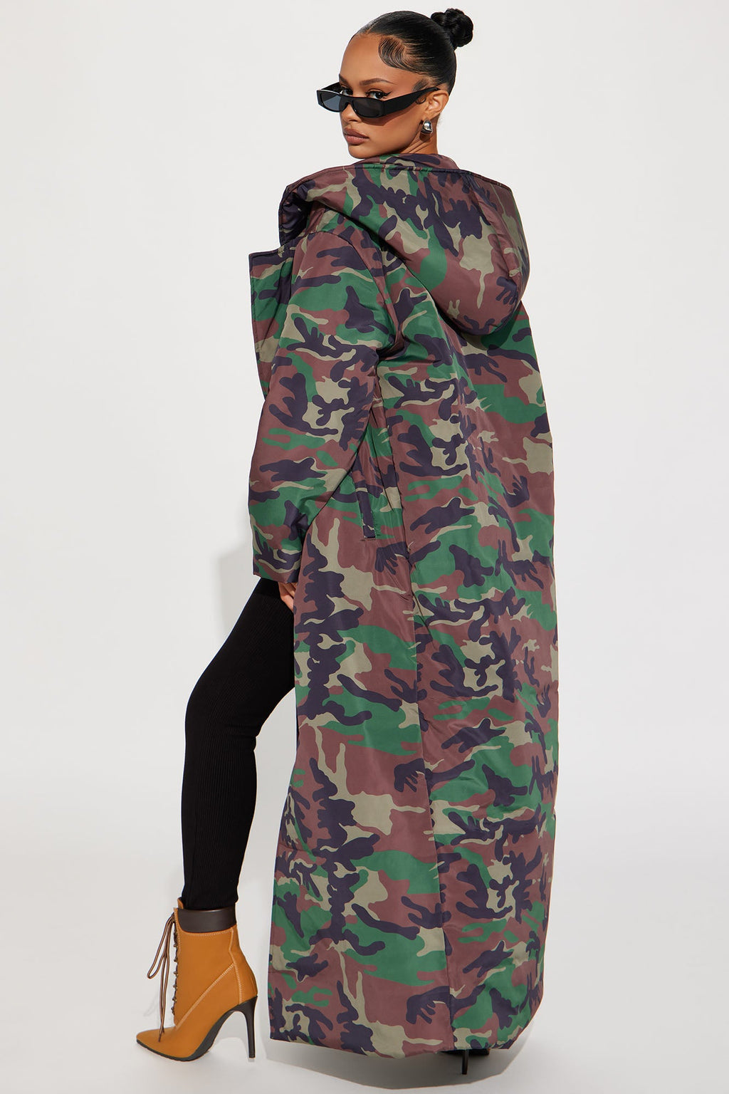 Lilith Camo Puffer Coat - Olive/combo