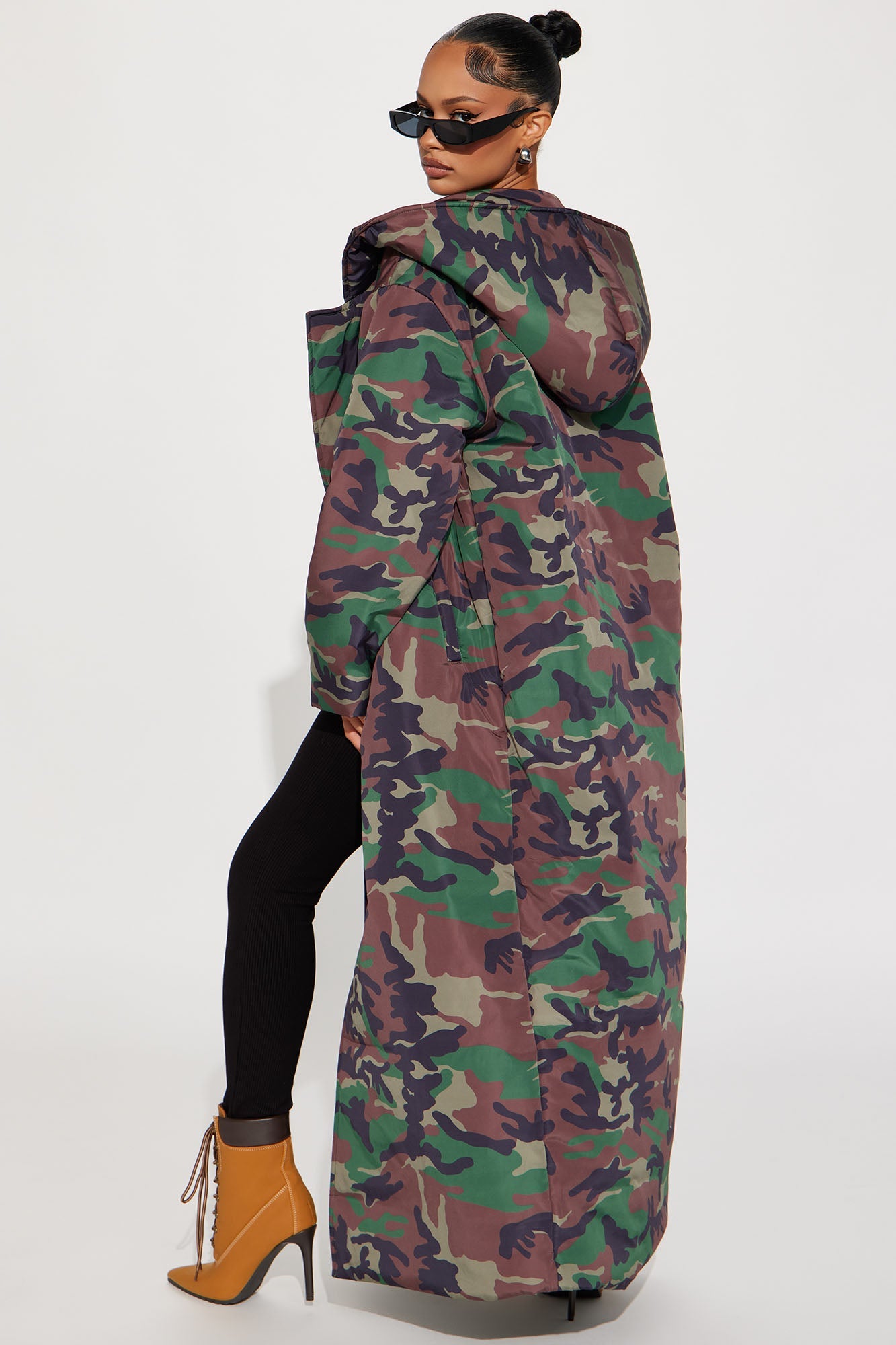 Lilith Camo Puffer Coat - Olive/combo