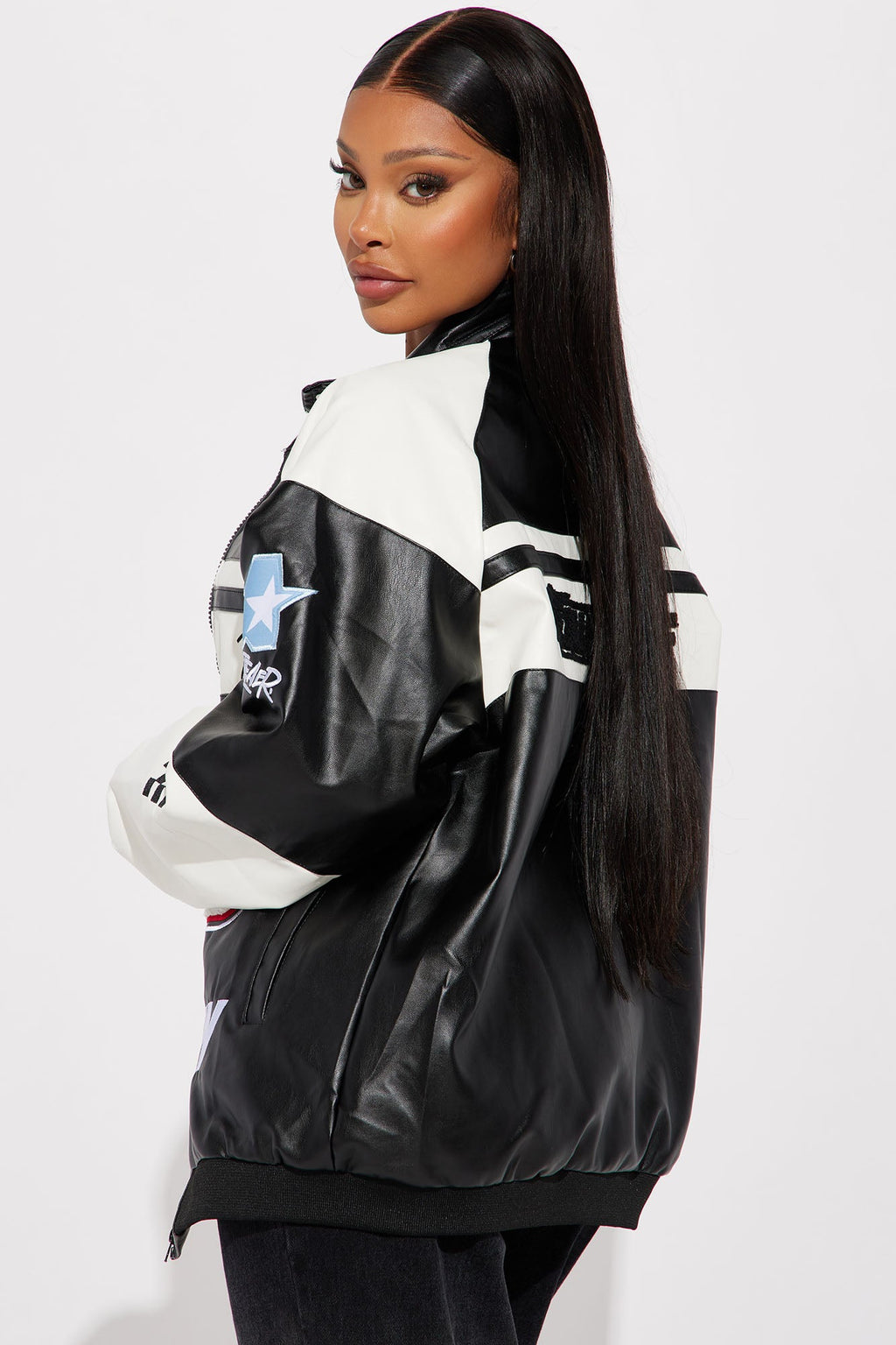 Racing Flag Bomber Jacket - Black/White