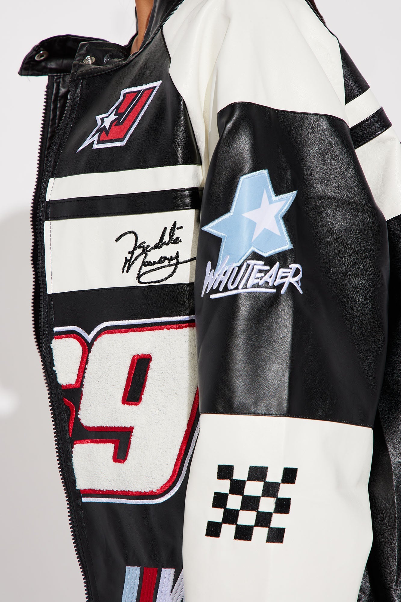 Racing Flag Bomber Jacket - Black/White