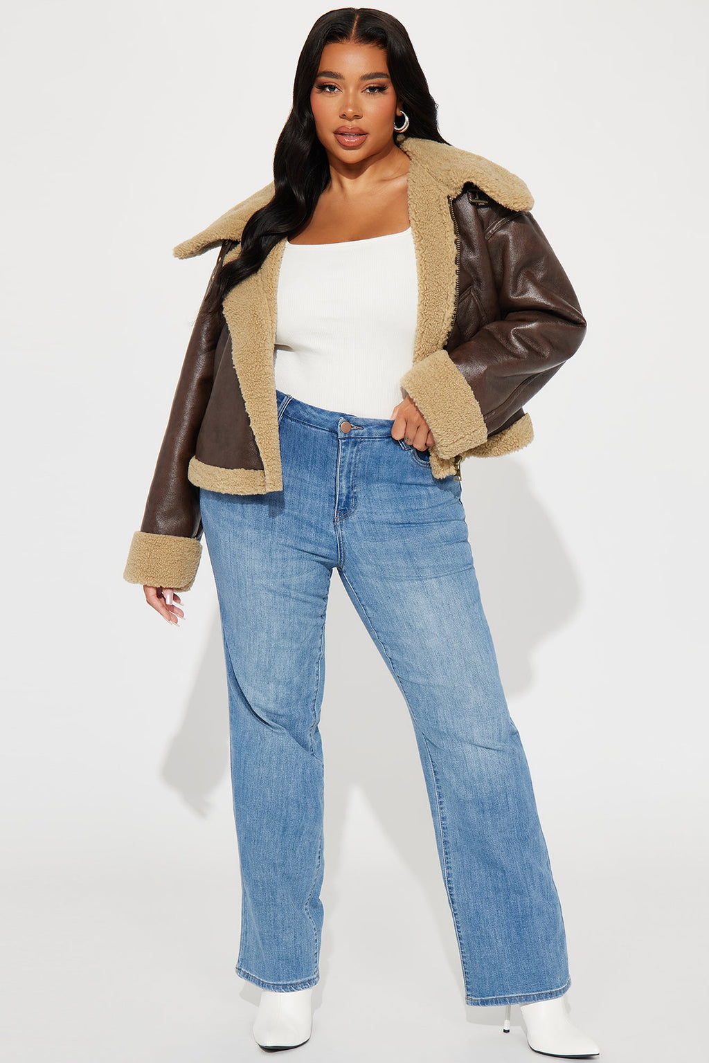 Taytum Faux Leather Jacket - Brown