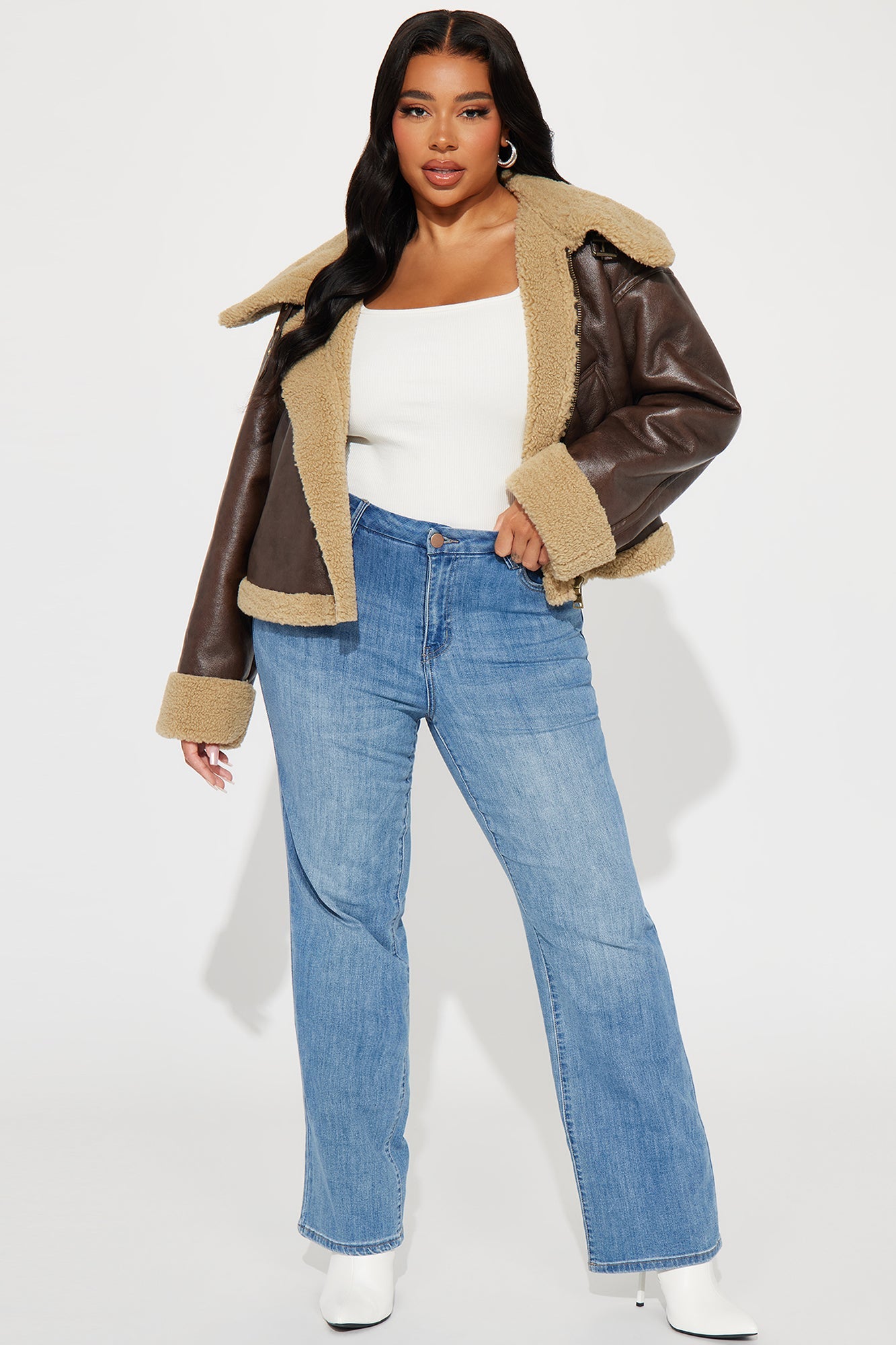 Taytum Faux Leather Jacket - Brown