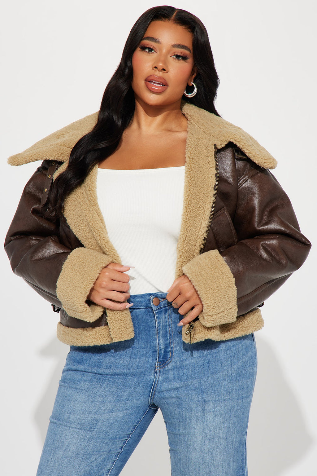 Taytum Faux Leather Jacket - Brown