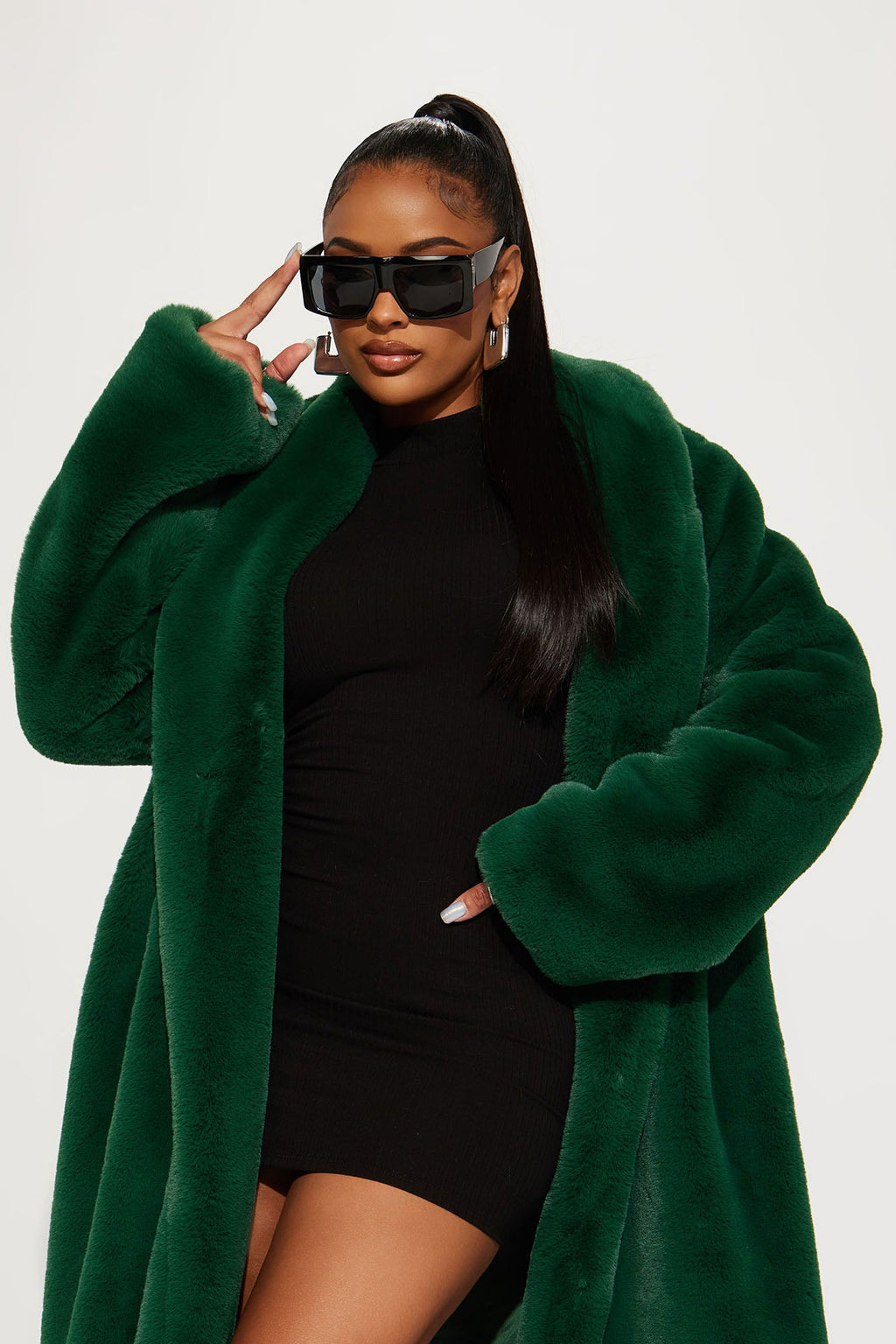 Mari Faux Fur Coat - Hunter