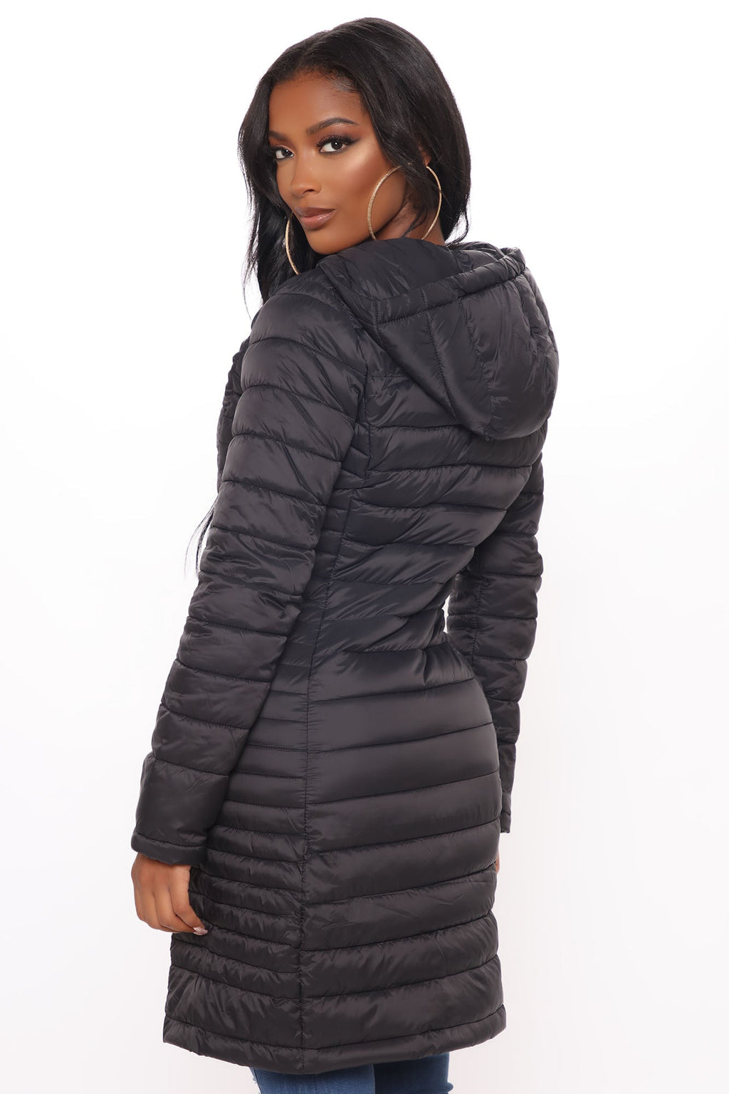 Padded Landing Puffer Coat - Black
