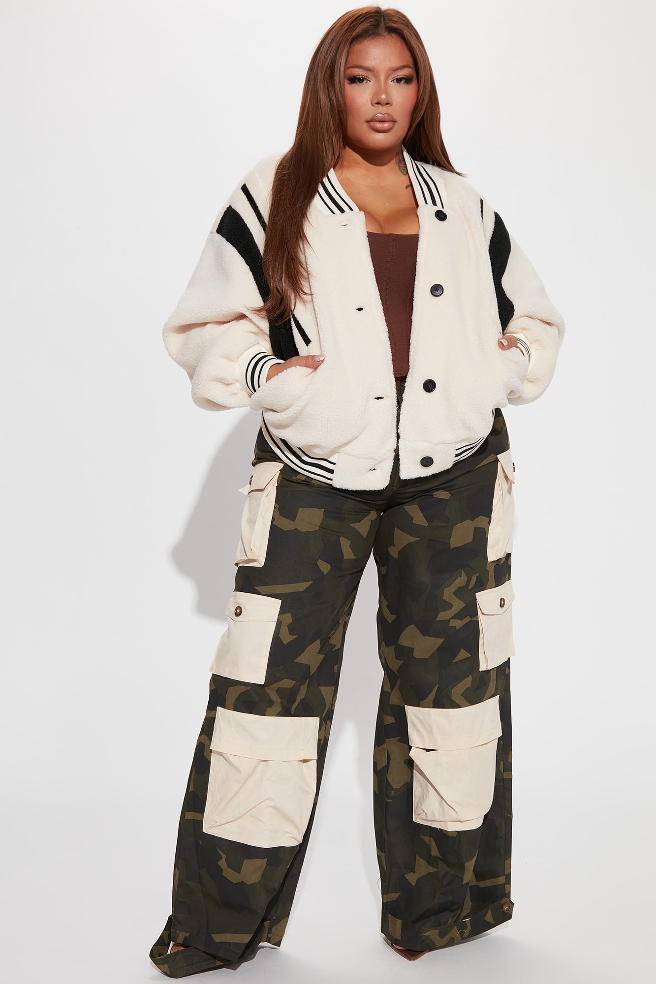 Lynette Varsity Jacket - Ivory/combo