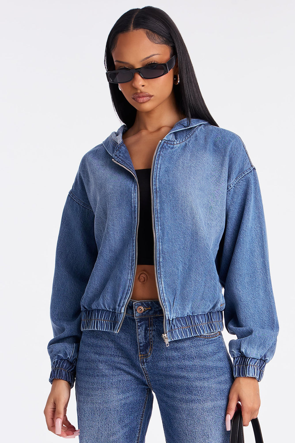 Brunswick Denim Bomber Jacket - Dark Wash