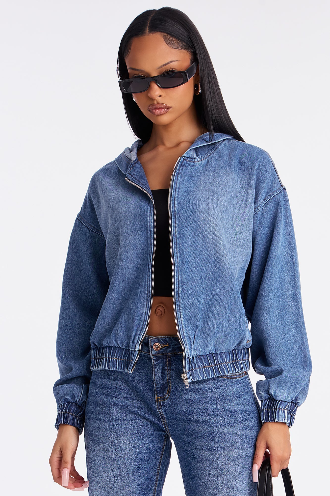 Brunswick Denim Bomber Jacket - Dark Wash