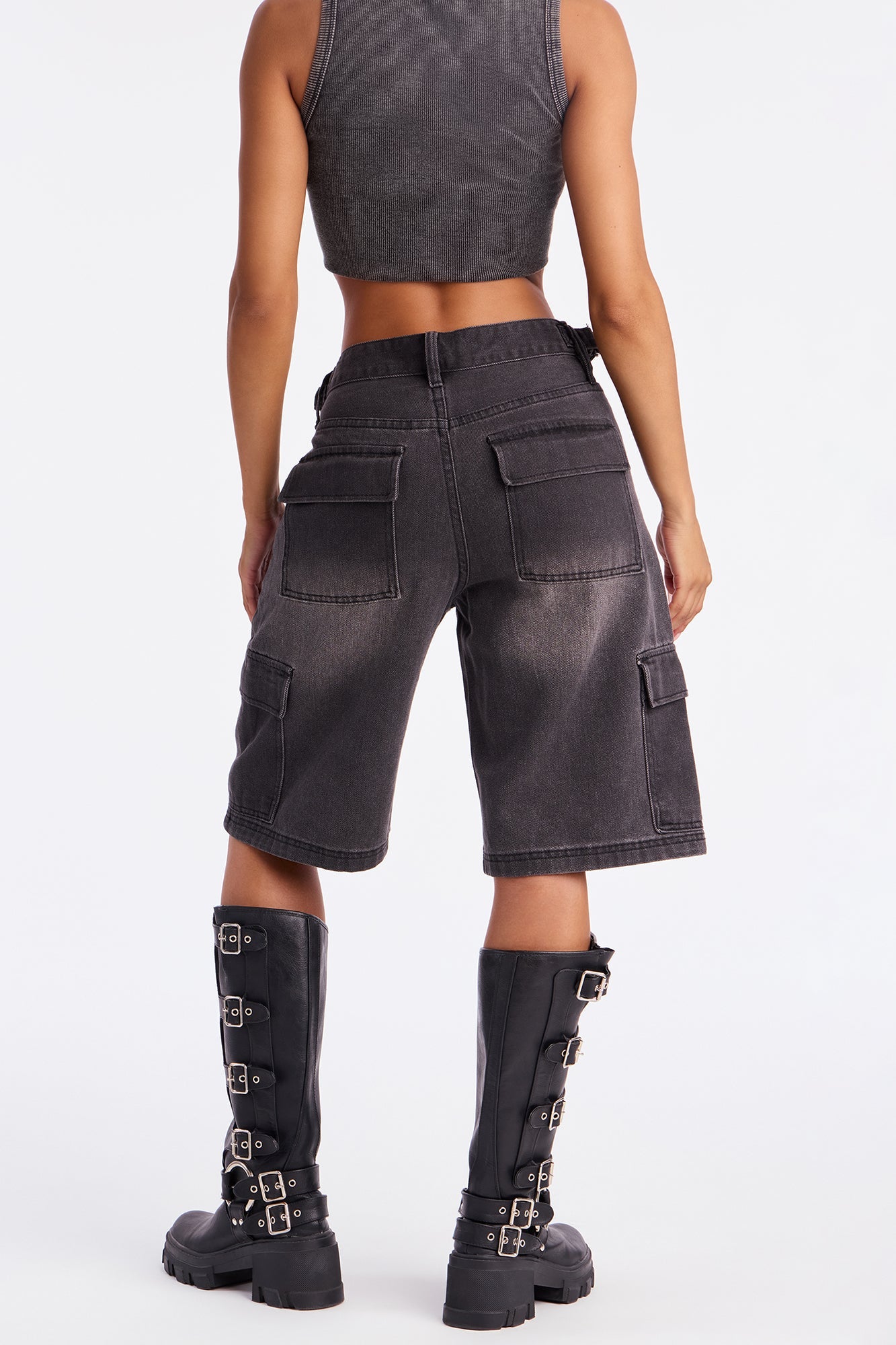 Hackney Cargo Denim Jorts - Black Wash