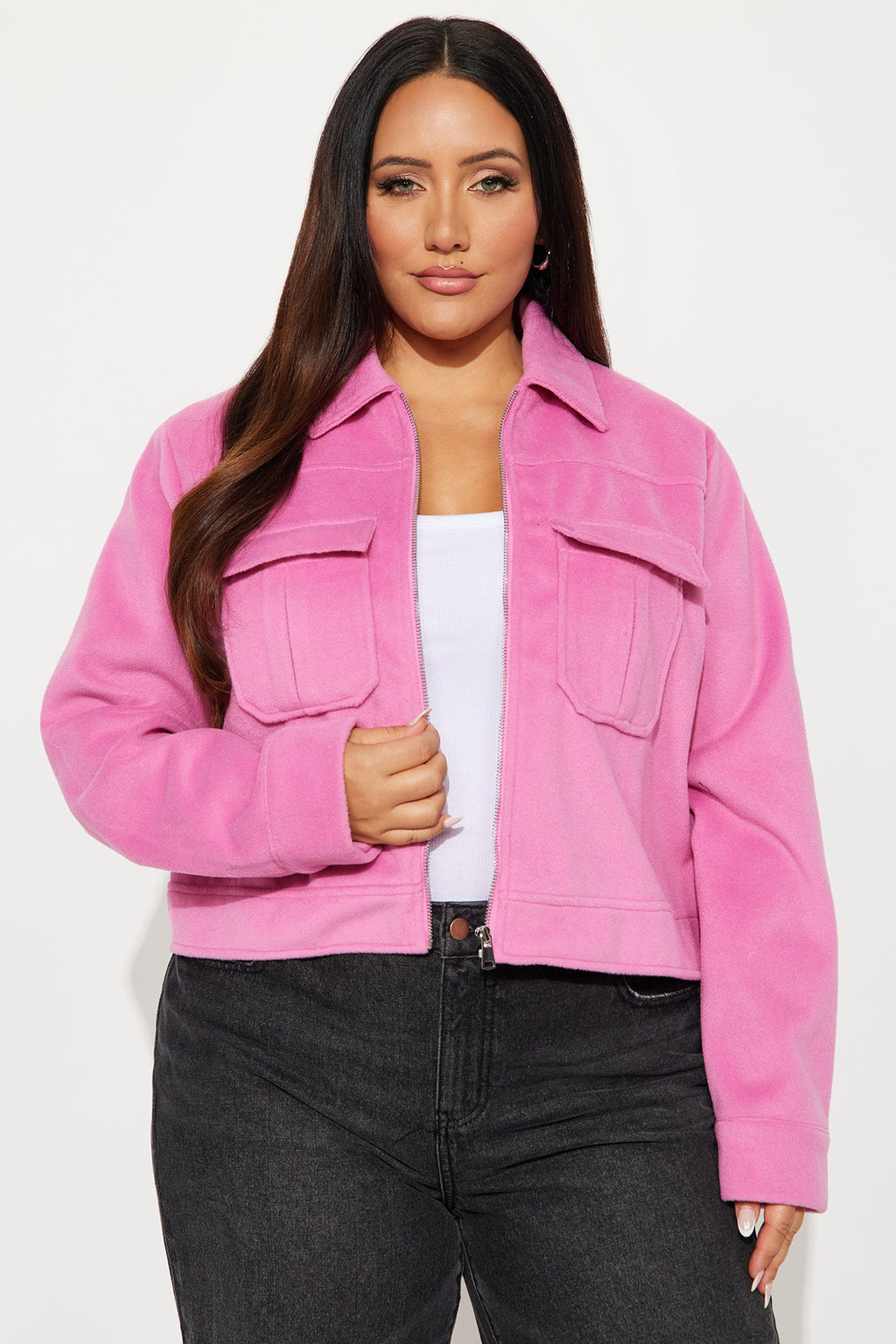 Frankie Wool Trucker Jacket - Pink