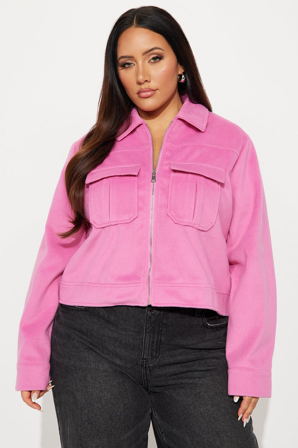 Frankie Wool Trucker Jacket - Pink