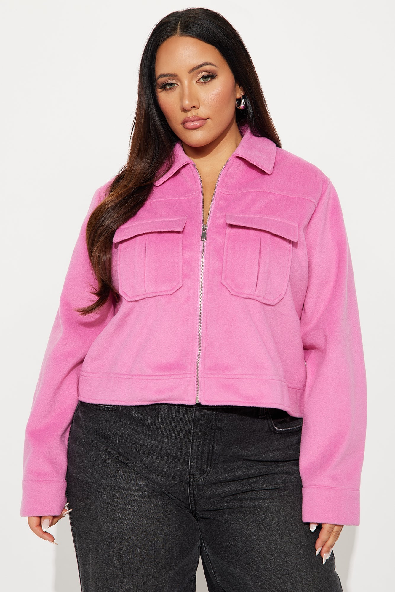 Frankie Wool Trucker Jacket - Pink