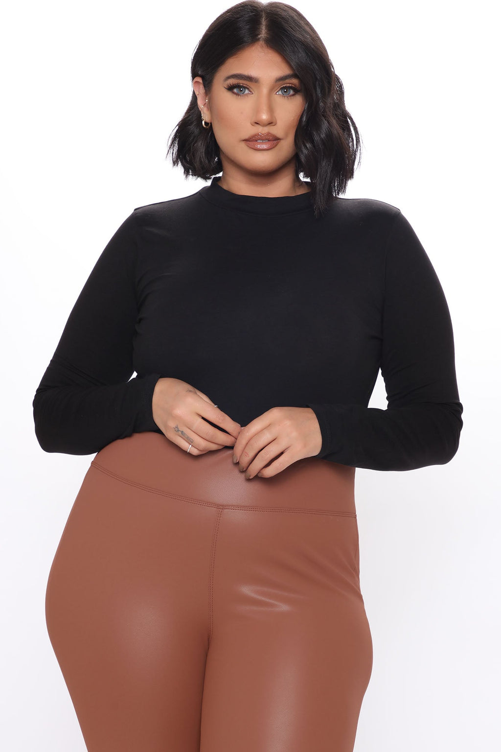 Melanie Mock Neck Bodysuit - Black